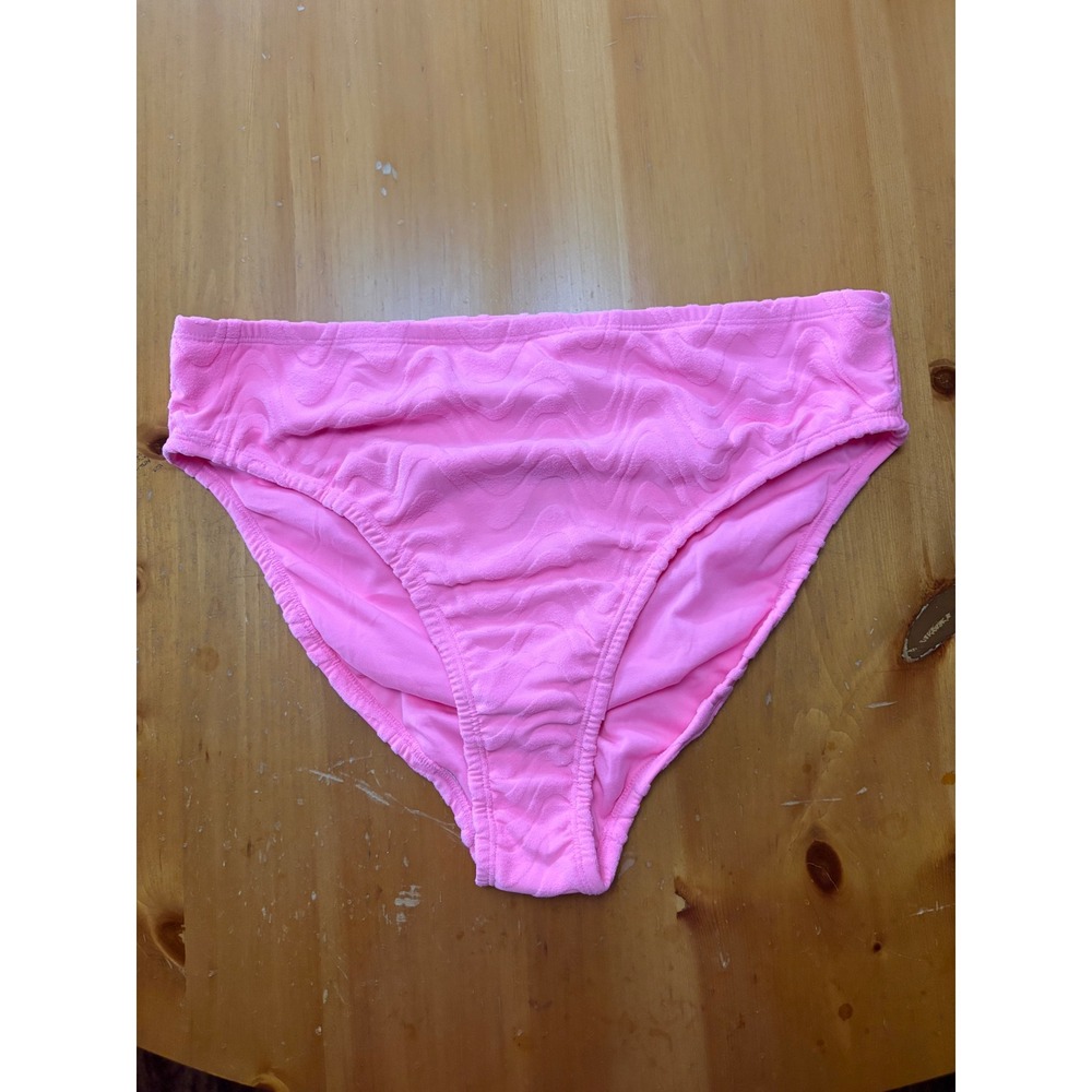 Wild Fable Neon Pink Textured Wavy Mid Rise High Leg Extra Cheeky Bikini XL